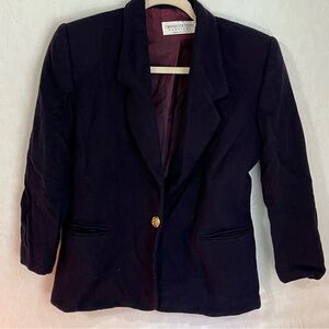 Cross Country Navy 100% Wool Structured Blazer with Notched Lapels